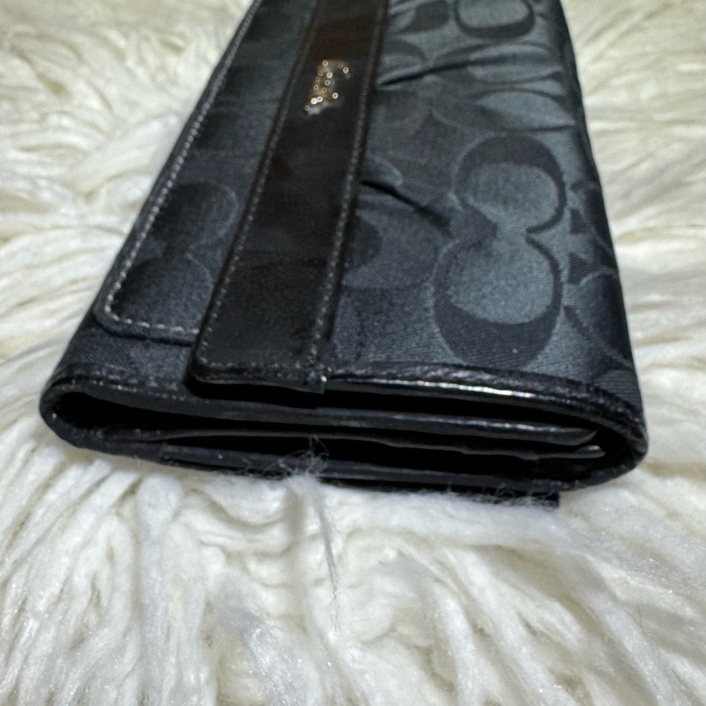 Vintage Coach Black Jacquard Leather Wallet Clutch - Picture 6 of 11